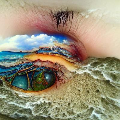 Surreal Shoreline Inside an Eye