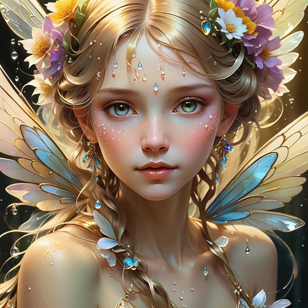 Fantasy Fairy Portrait with Crystalline Wings