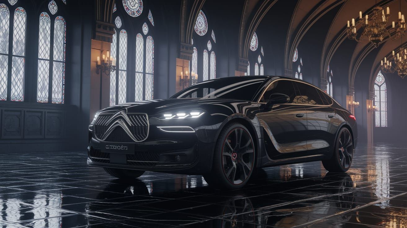Gothic Luxury Sedan: A Modern Citroën Reimagining