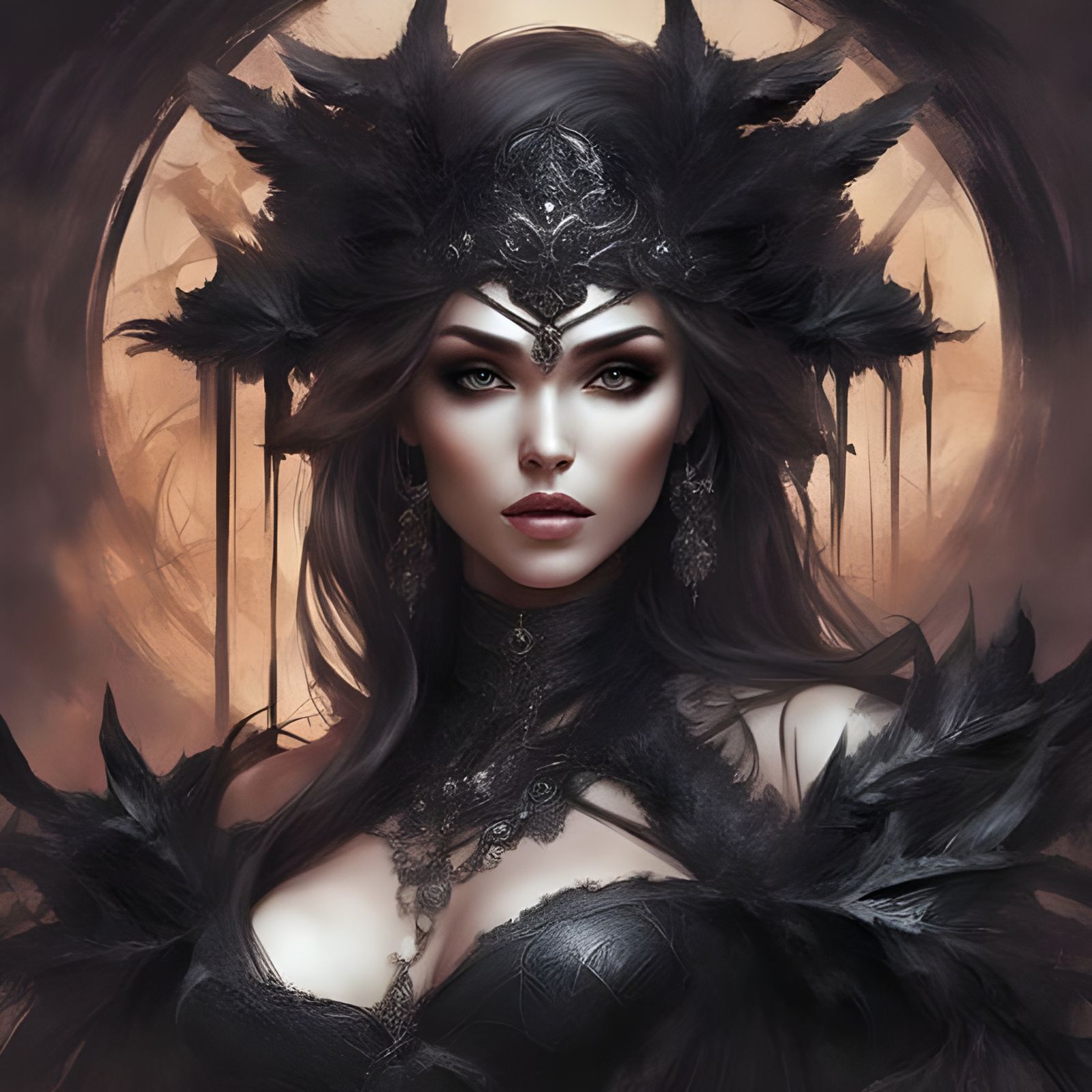 Beautiful Dark Mistress in Black Lingerie