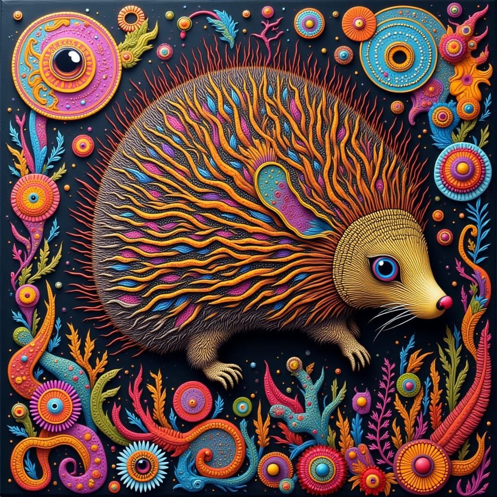 Surrealistic Porcupine in Vibrant Baroque Style with Intrica...