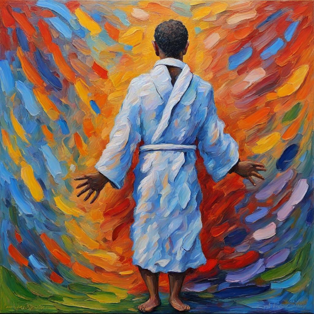 Neo-Impressionist Robes in Expressionist Oil Painting