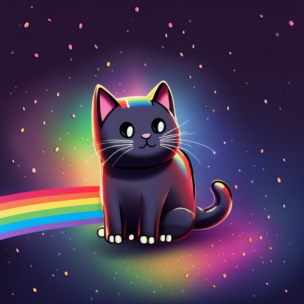 Nyan Cat Animated Meme Soaring in Space