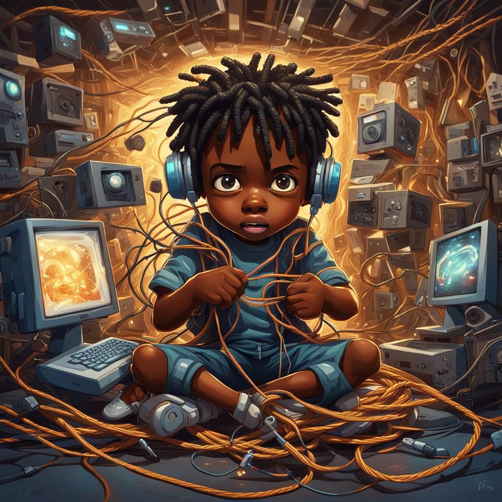 Melanin Chibi Tech Mishap as Expressionist Oil Painting