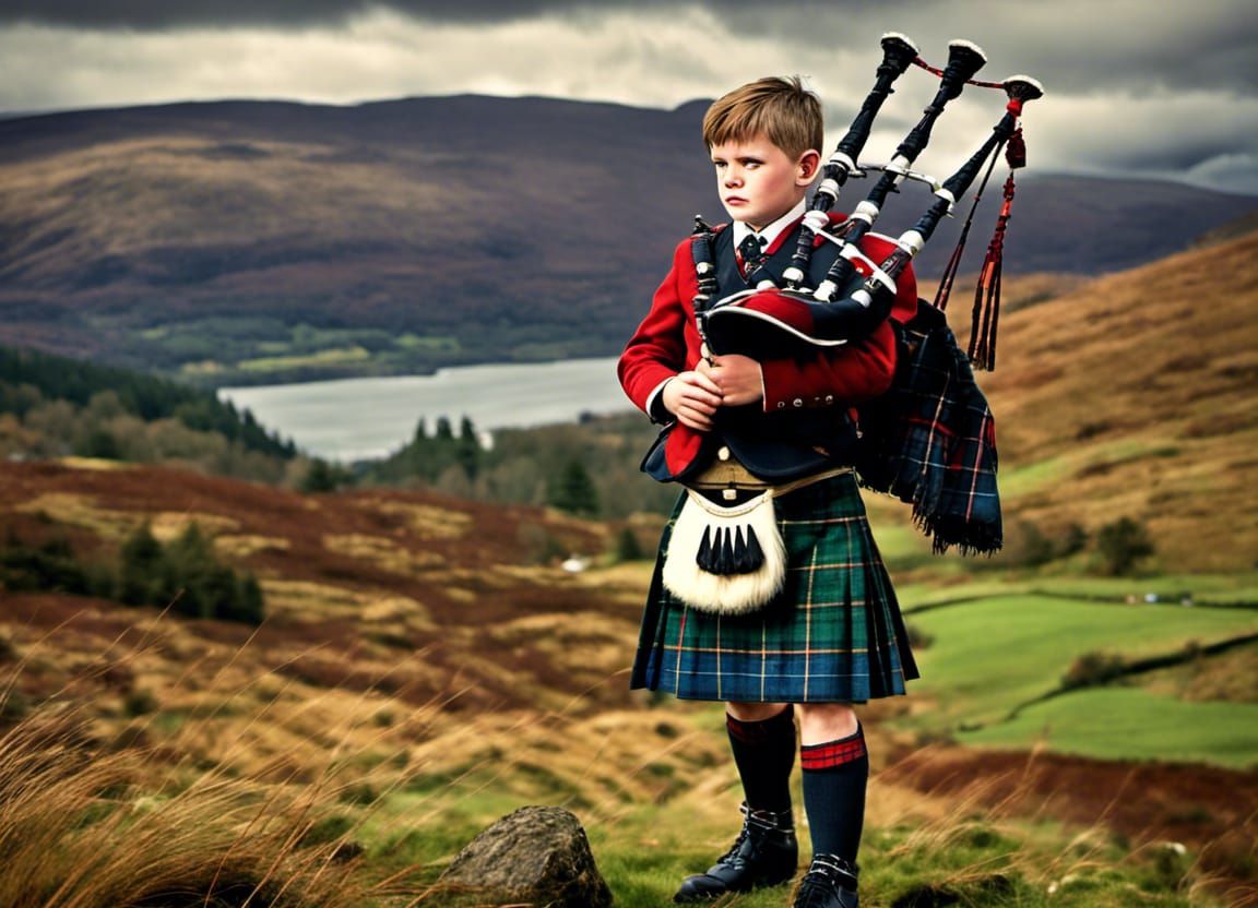 Scottish Bagpiper in the Highlands