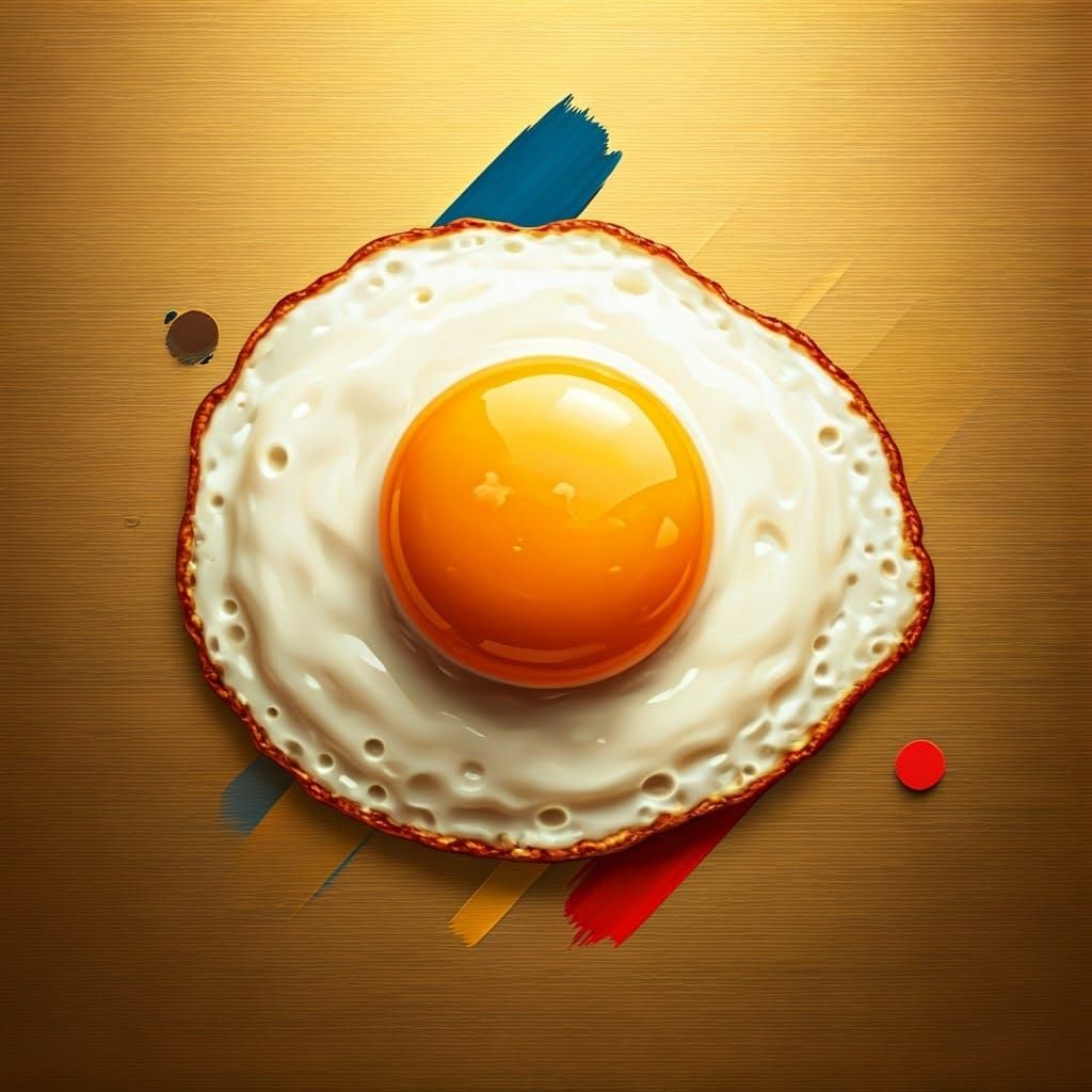 Sacred Fried Egg Icon in Hyper-Realistic Gold Splendor