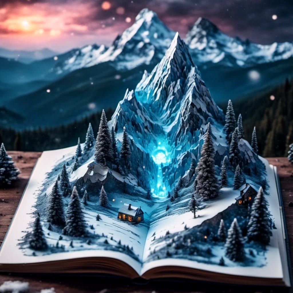 Winter Snowstorm in the Mountains Pop-Up Book