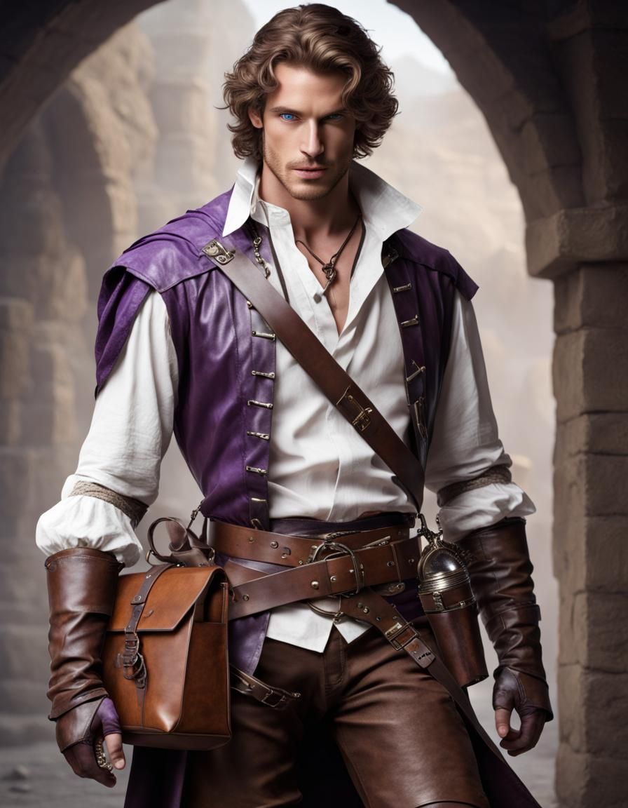 Handsome Medieval Rogue in Leather Armor