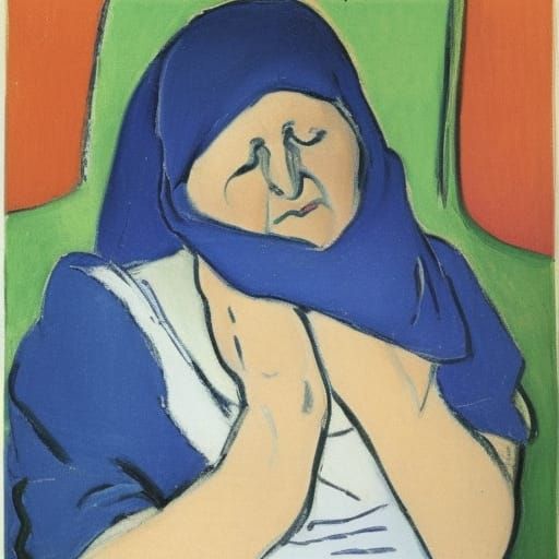 Matisse-Inspired Portrait: A Woman's Headache
