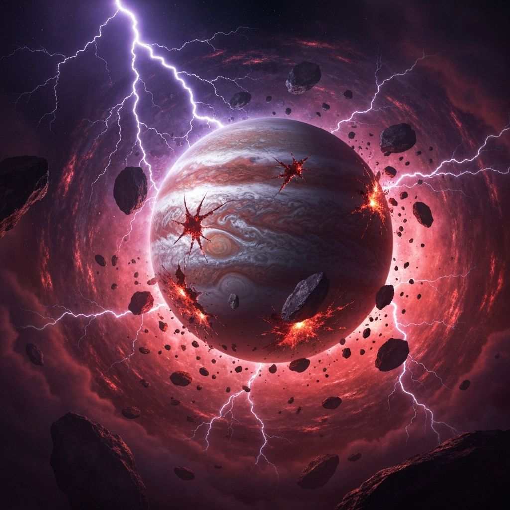 Jupiter's Cataclysmic Destruction in Epic Sci-Fi Concept Art
