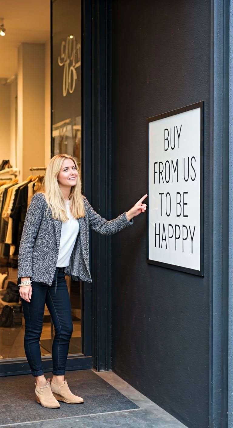 Blonde Woman Advertising Fashion Shop