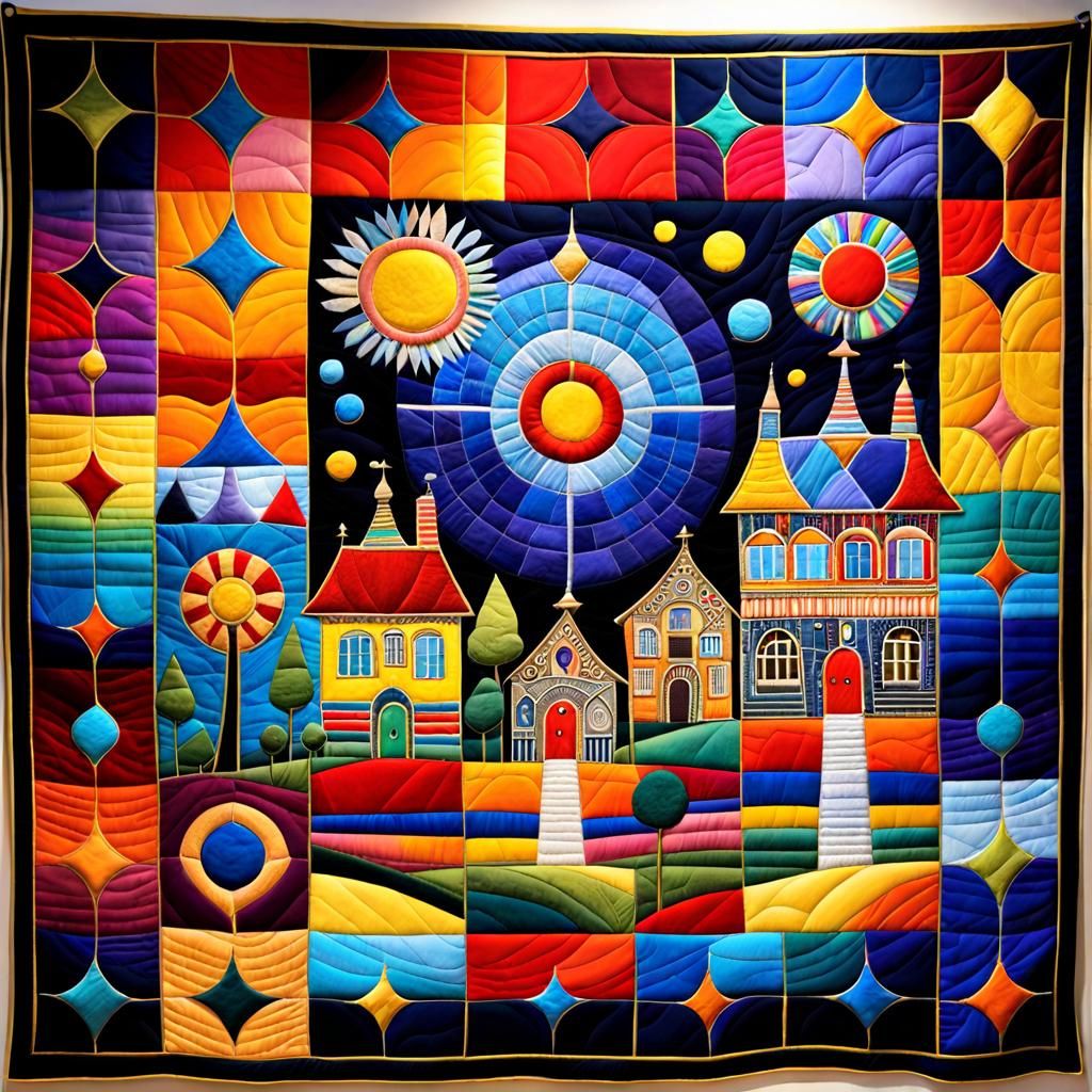 Surreal Dream in Mixed Media with Patchwork and Cubism