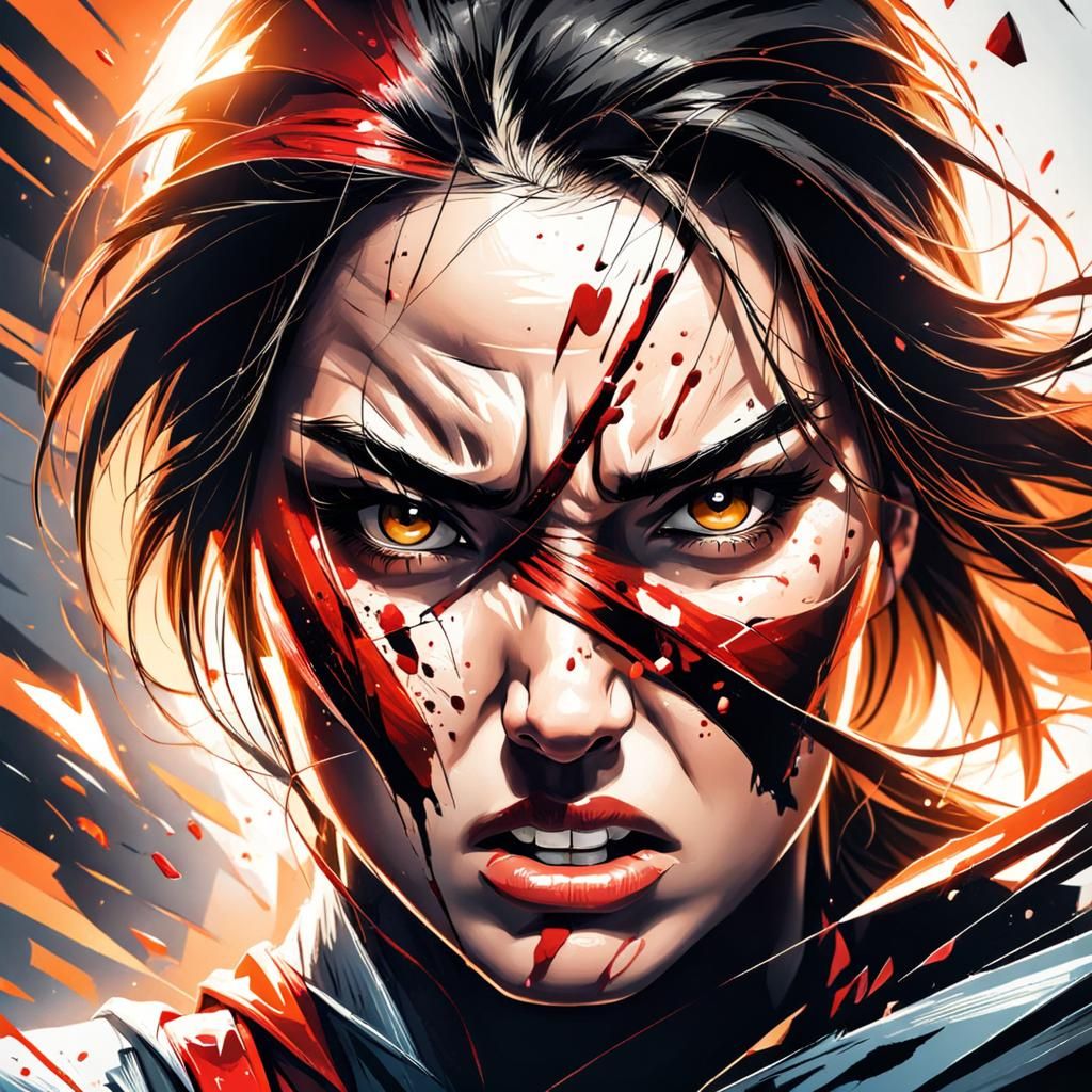 Emotional Portrait: Woman Fighting Inner Turmoil