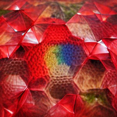Rainbow Red Hexagon Grid: Abstract Technology