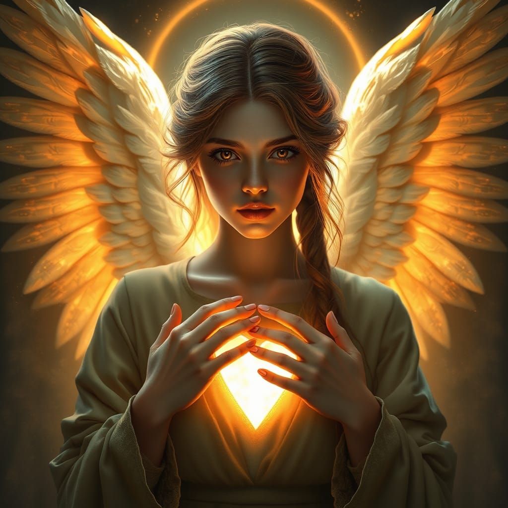 Beautiful Angel Portrait in Dynamic Lighting