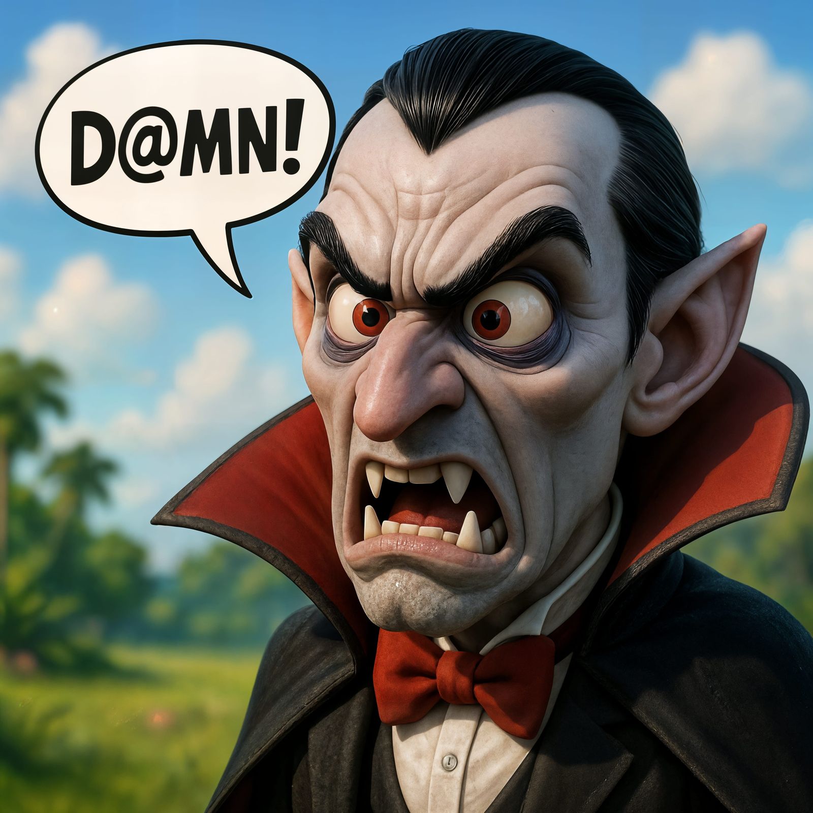 Angry Vampire in Daytime CGI Cartoon