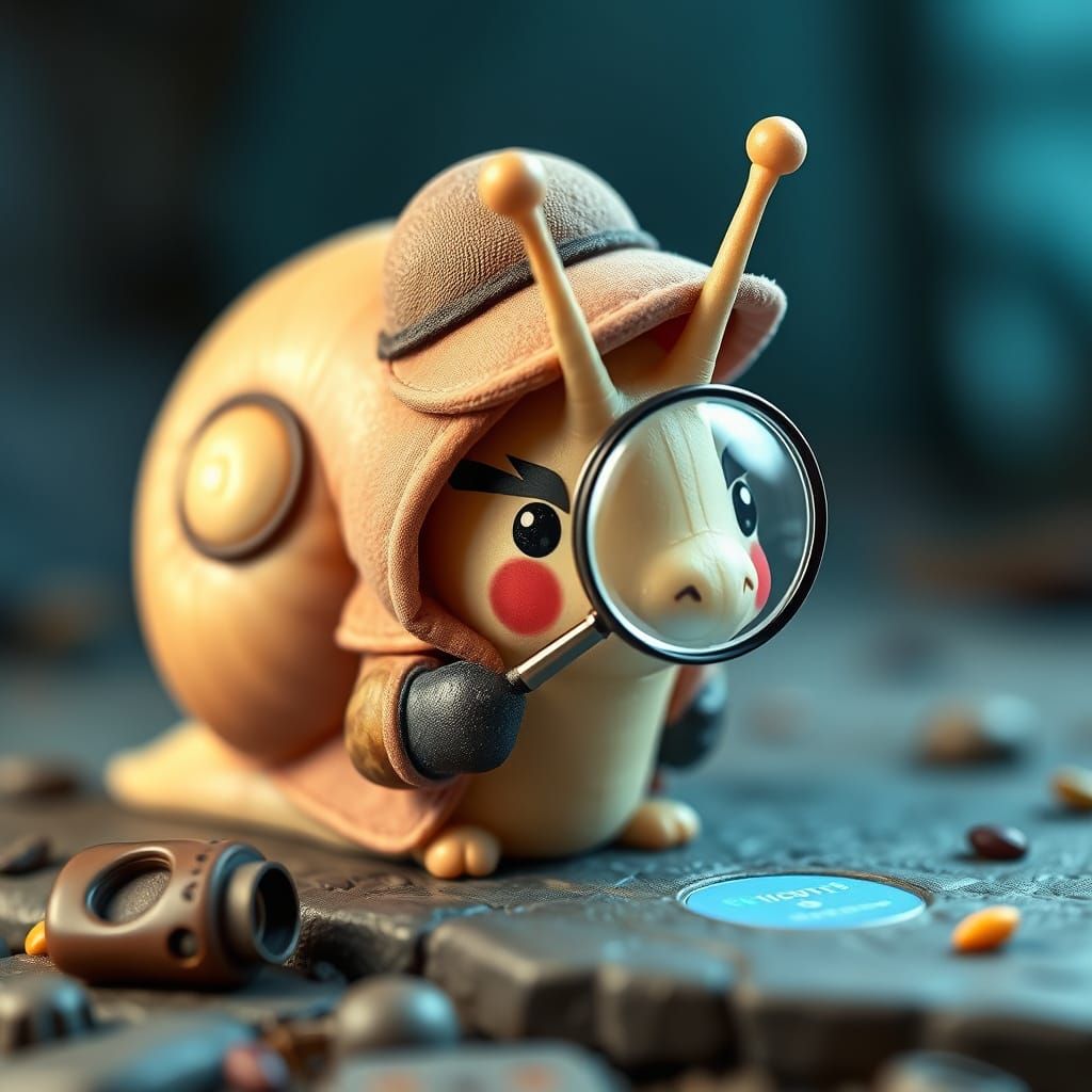 Kawaii Snail Detective Investigates a Crime Scene