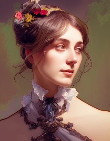 Victorian Lady Portrait in Art Nouveau Style