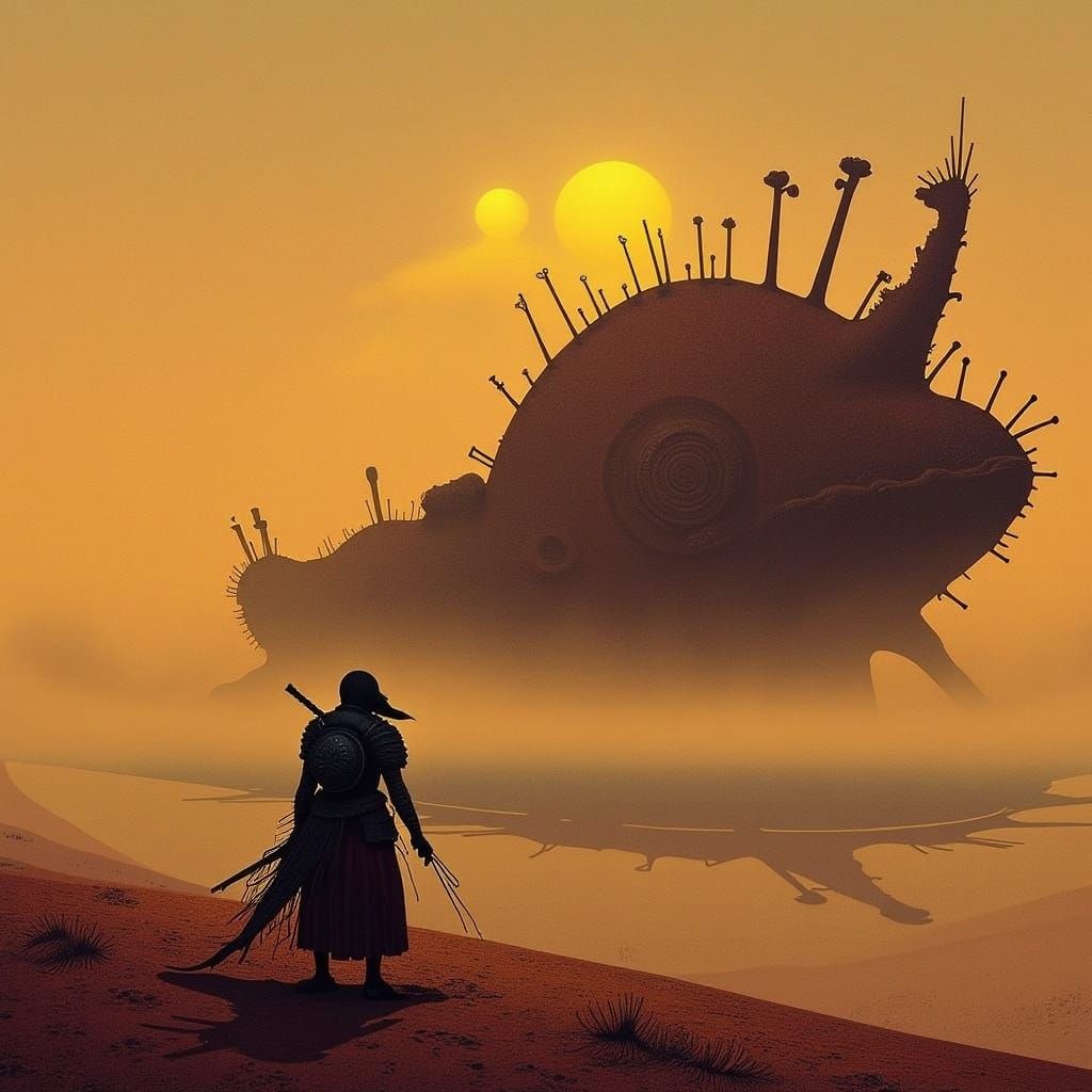 Post-Apocalyptic Samurai at Derelict Spaceship