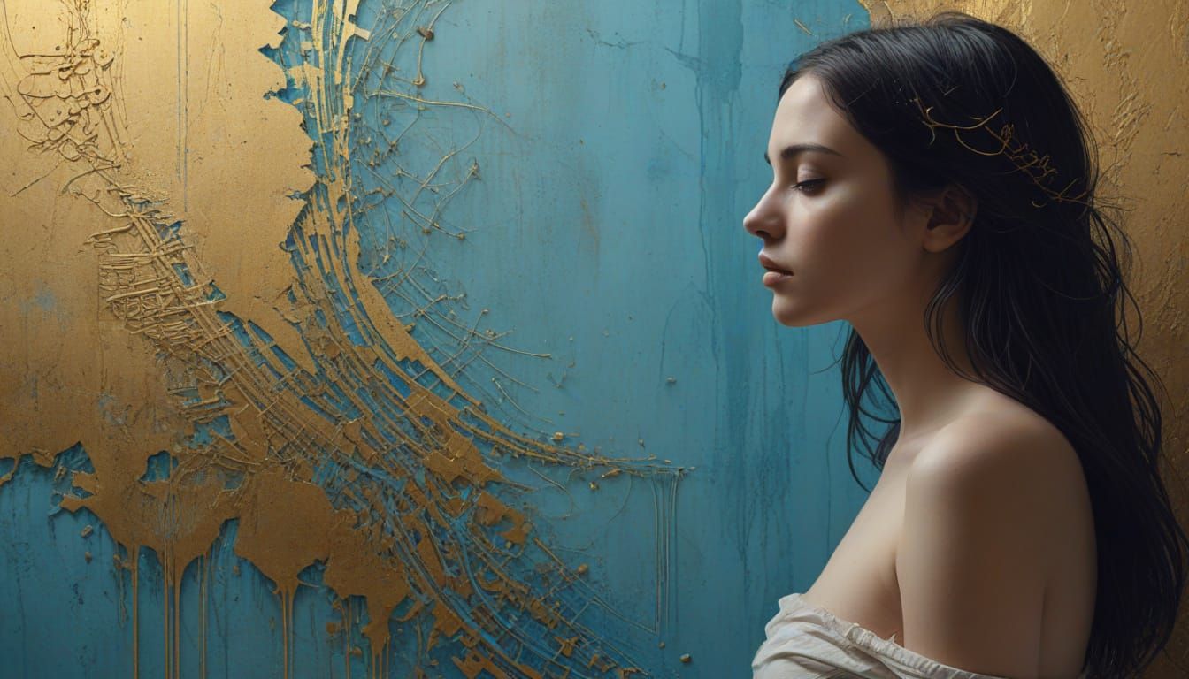 Melancholic Figure Dissolving into Wall, Byzantine Industria...