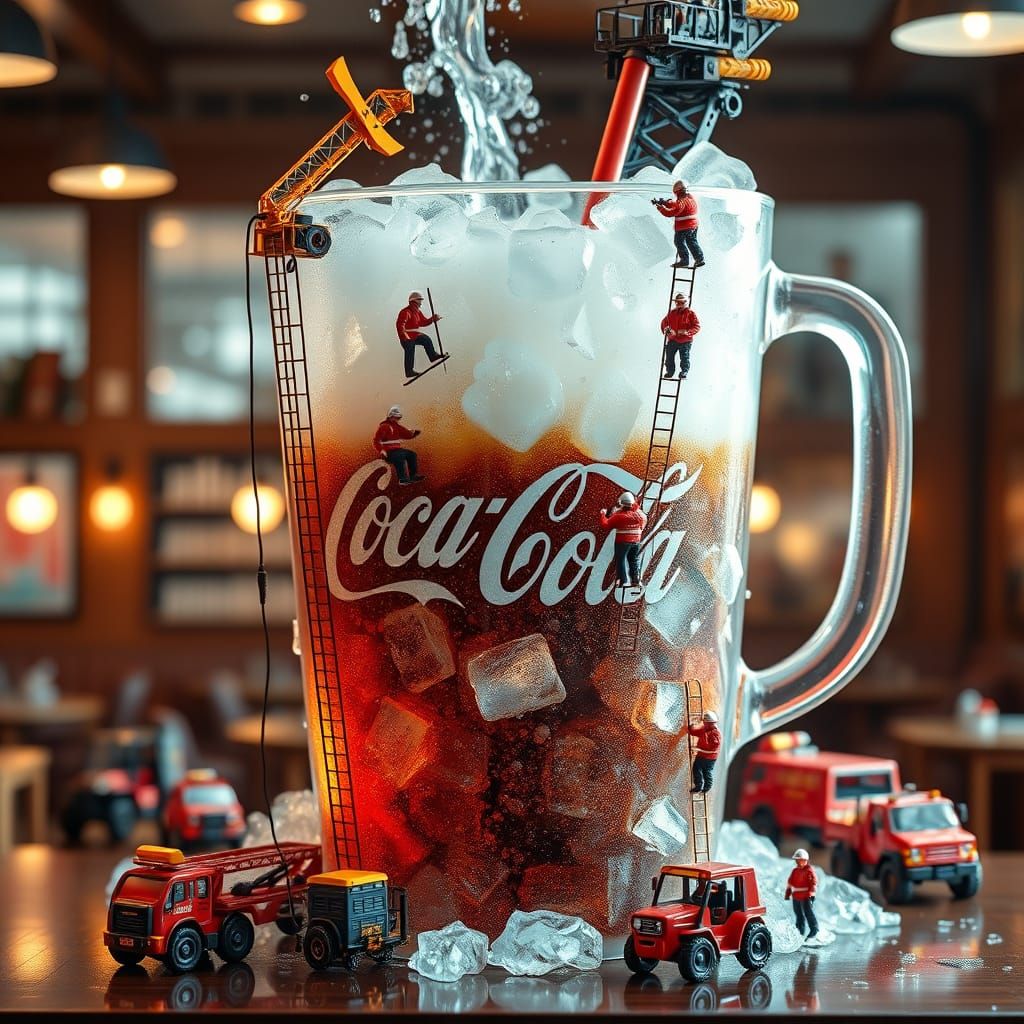 Gigantic Transparent Cup Filled with Hyper-Realistic McDonal...