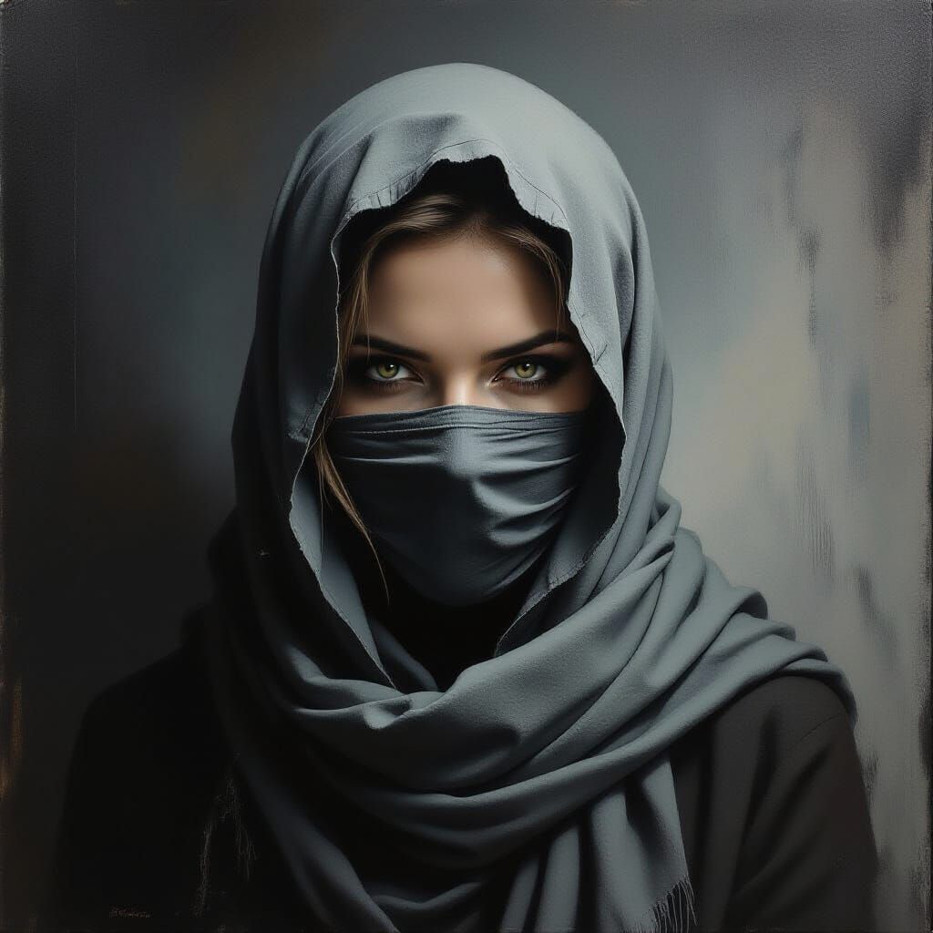 Dystopian Woman in Eerie, Minimalist Style