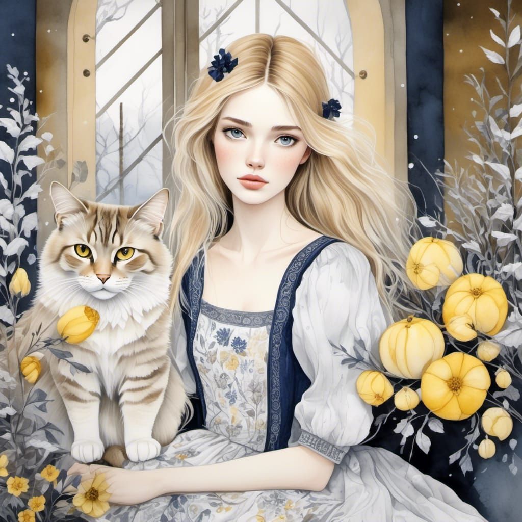 Cozy Winter Village as Alcohol Ink Drawing