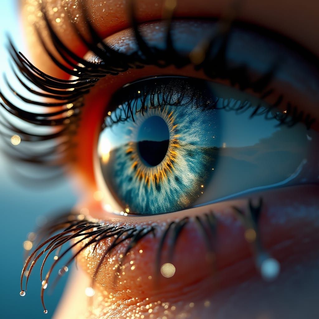 Cosmic Eye: Hyperrealistic Close-Up with Milky Way