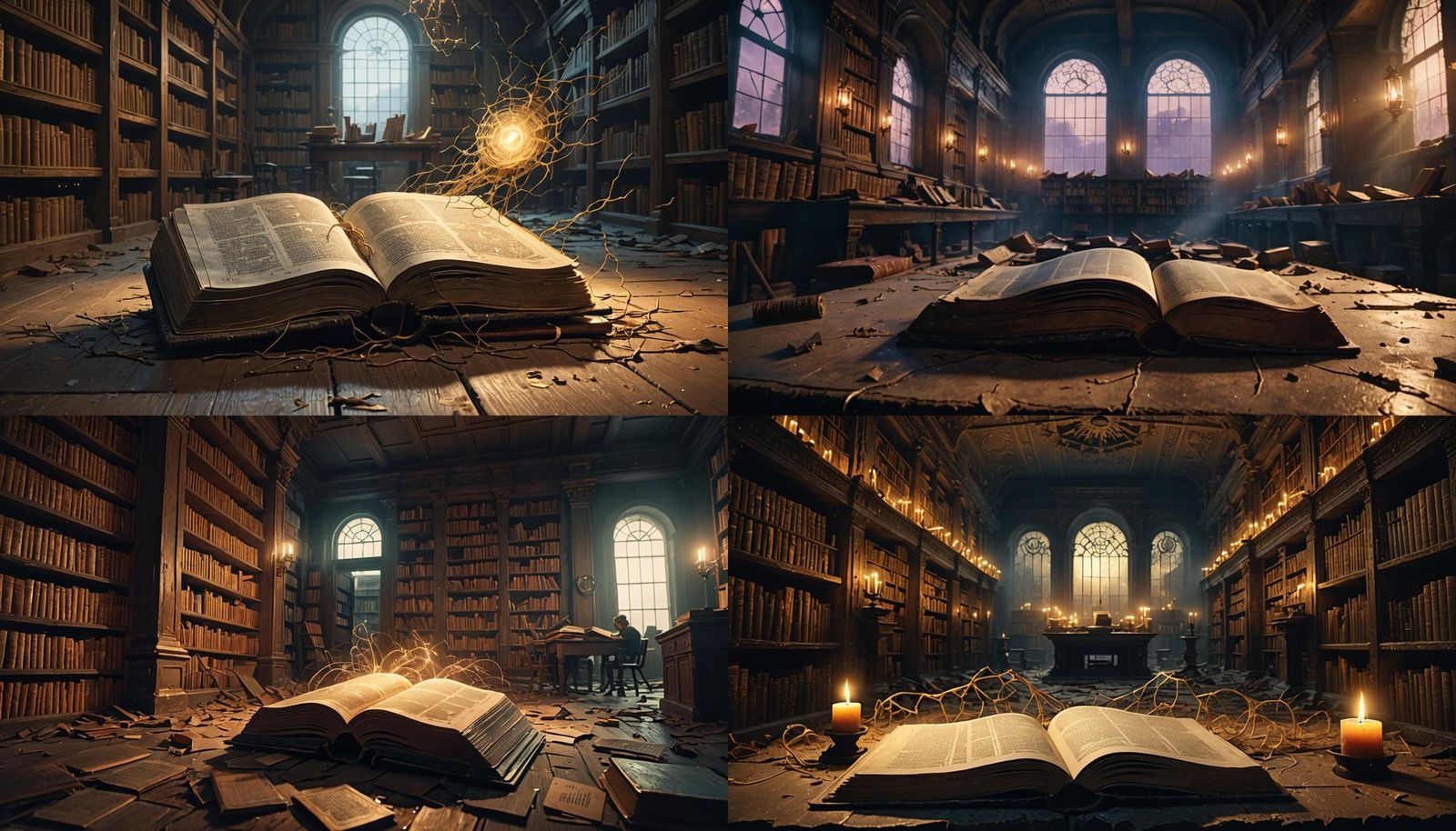 Mystical Book in Abandoned Library: Digital Matte Painting