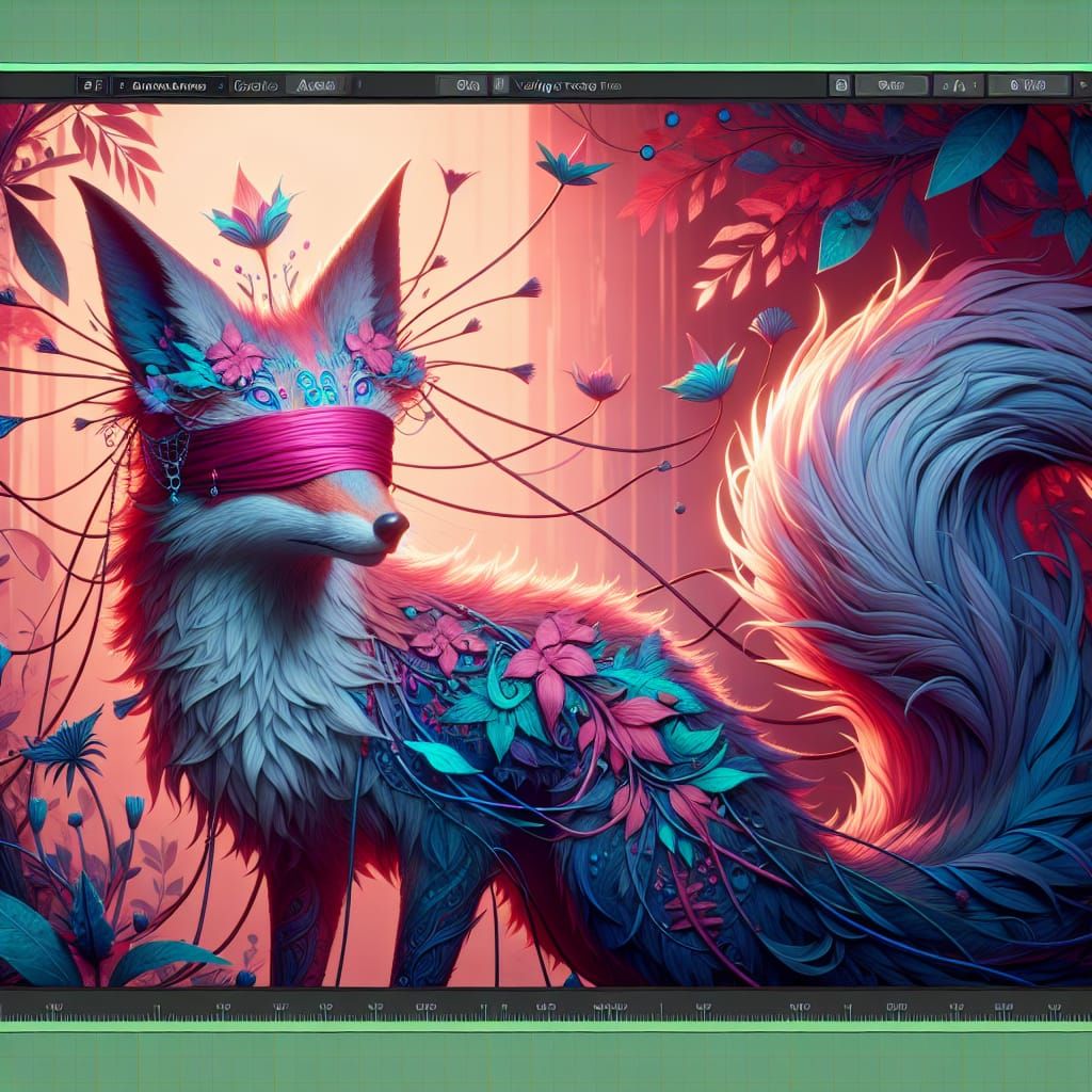 Fantastical Anime Fox in Retro 80s Fantasy World