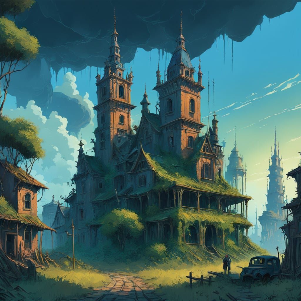 Ancient Korridian Cityscape in Desolate Ruin