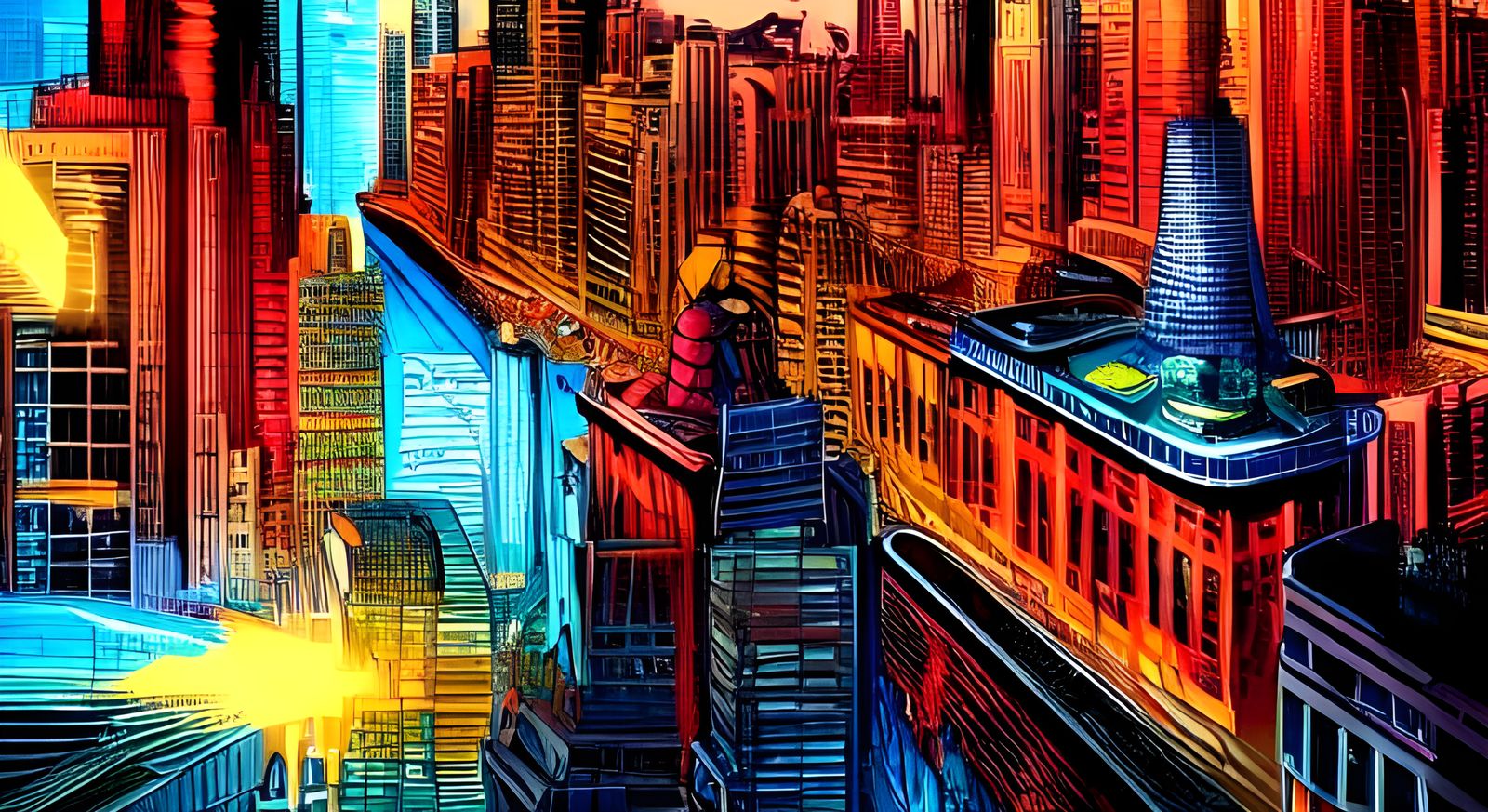Cybercity Utopia in Vibrant Abstraction