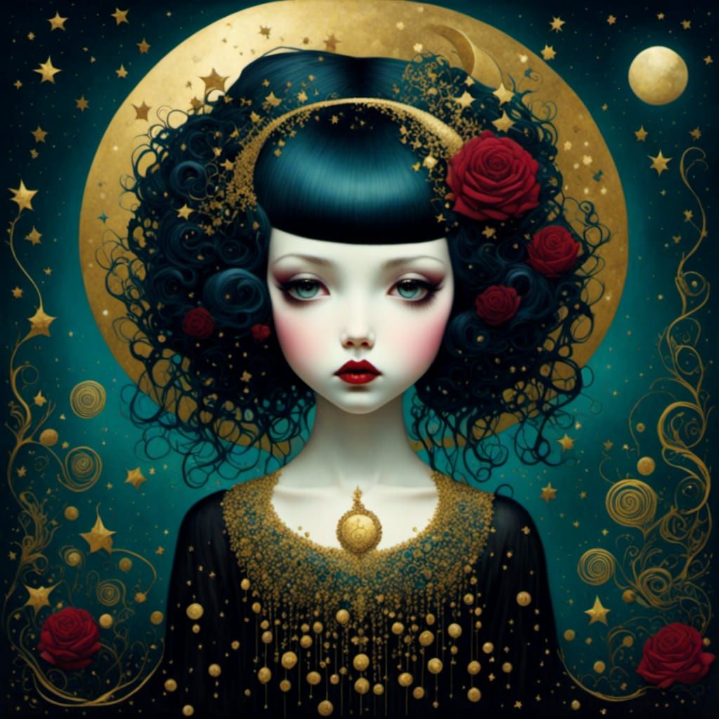 Goth Punk Girl in Cubist Surrealism