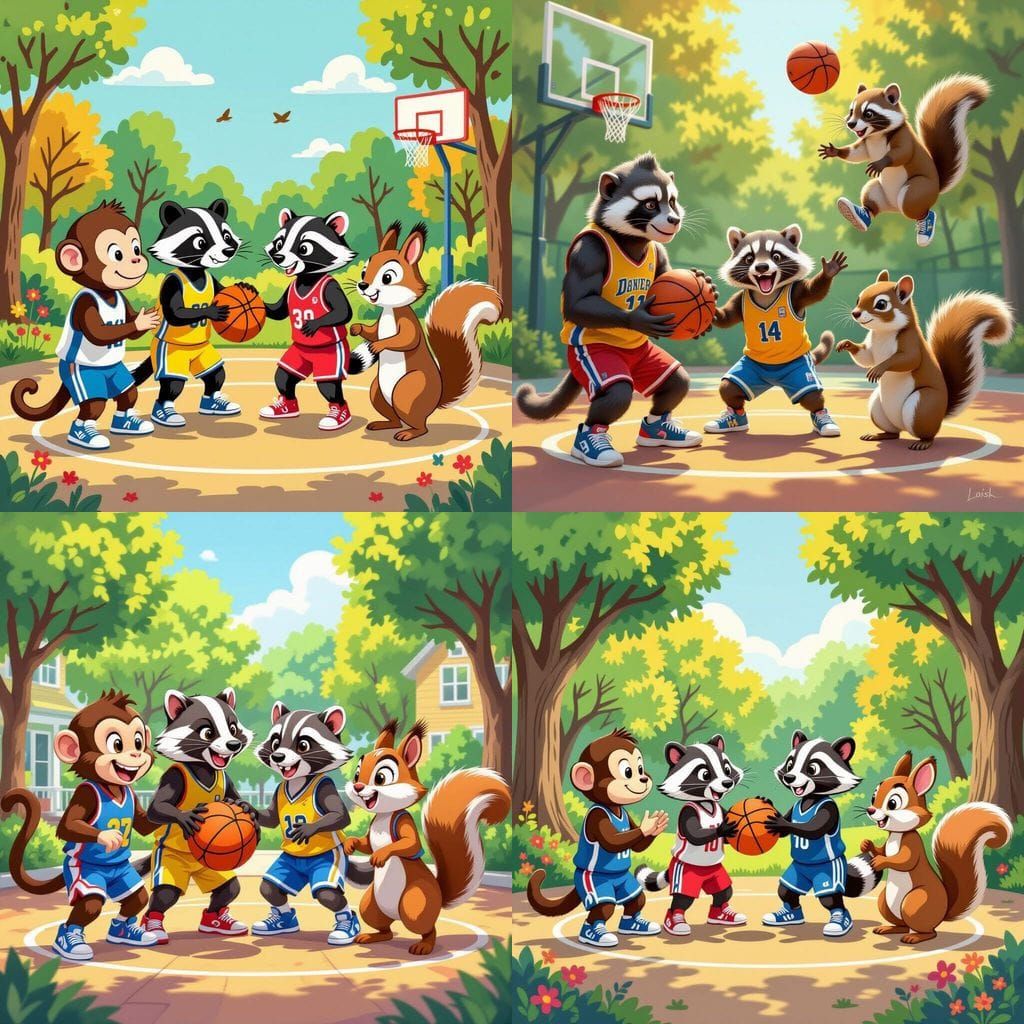 Animals Play Basketball: Monkey, Badger, and Friends
