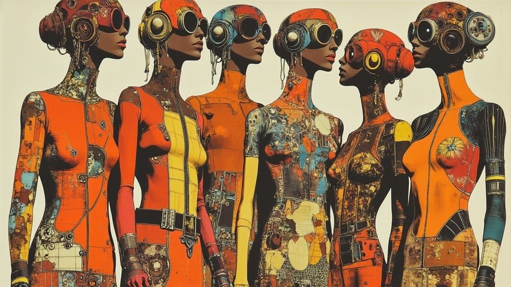 Cyborg Girl Band in Cyberpunk Style