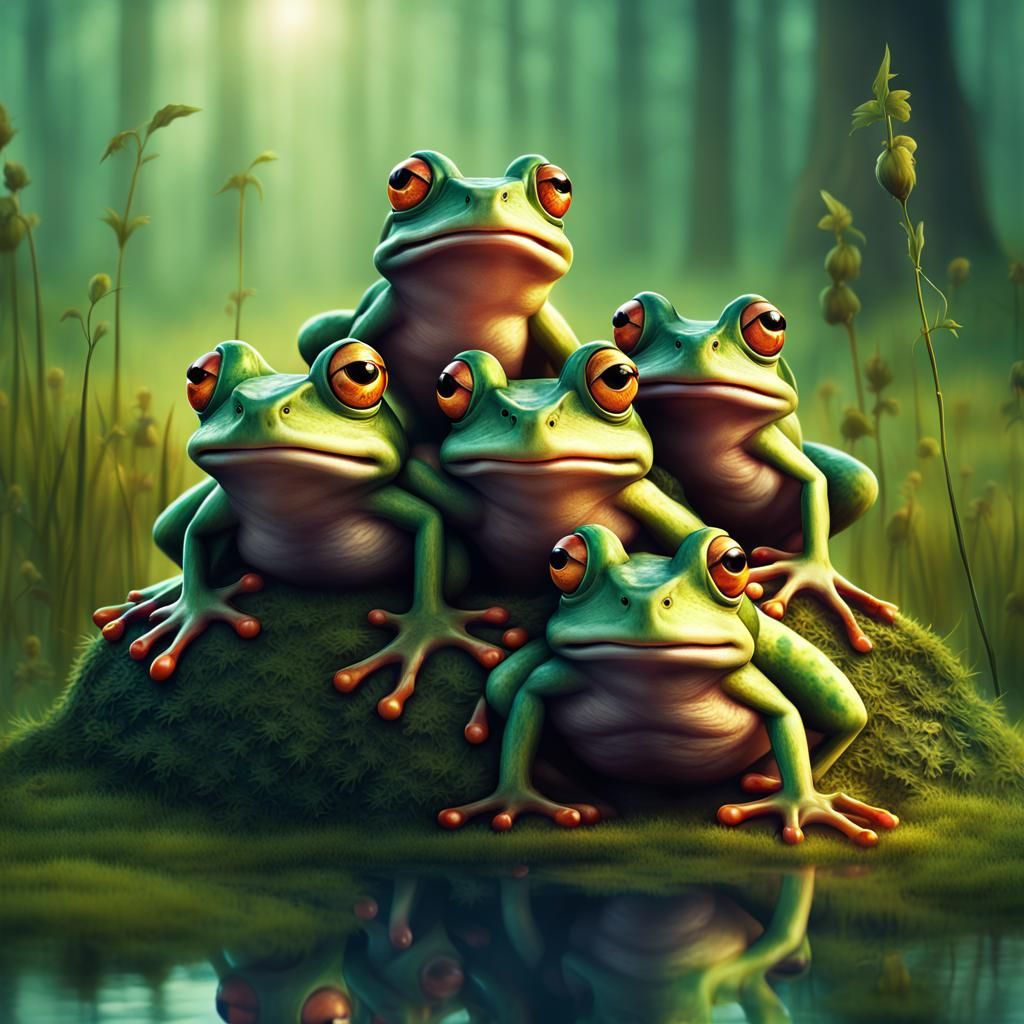 Frogs in a Misty Swamp: Fantasy Concept Art