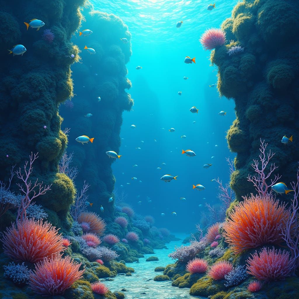 Colorful Fish in Crystal-Clear Blue Ocean