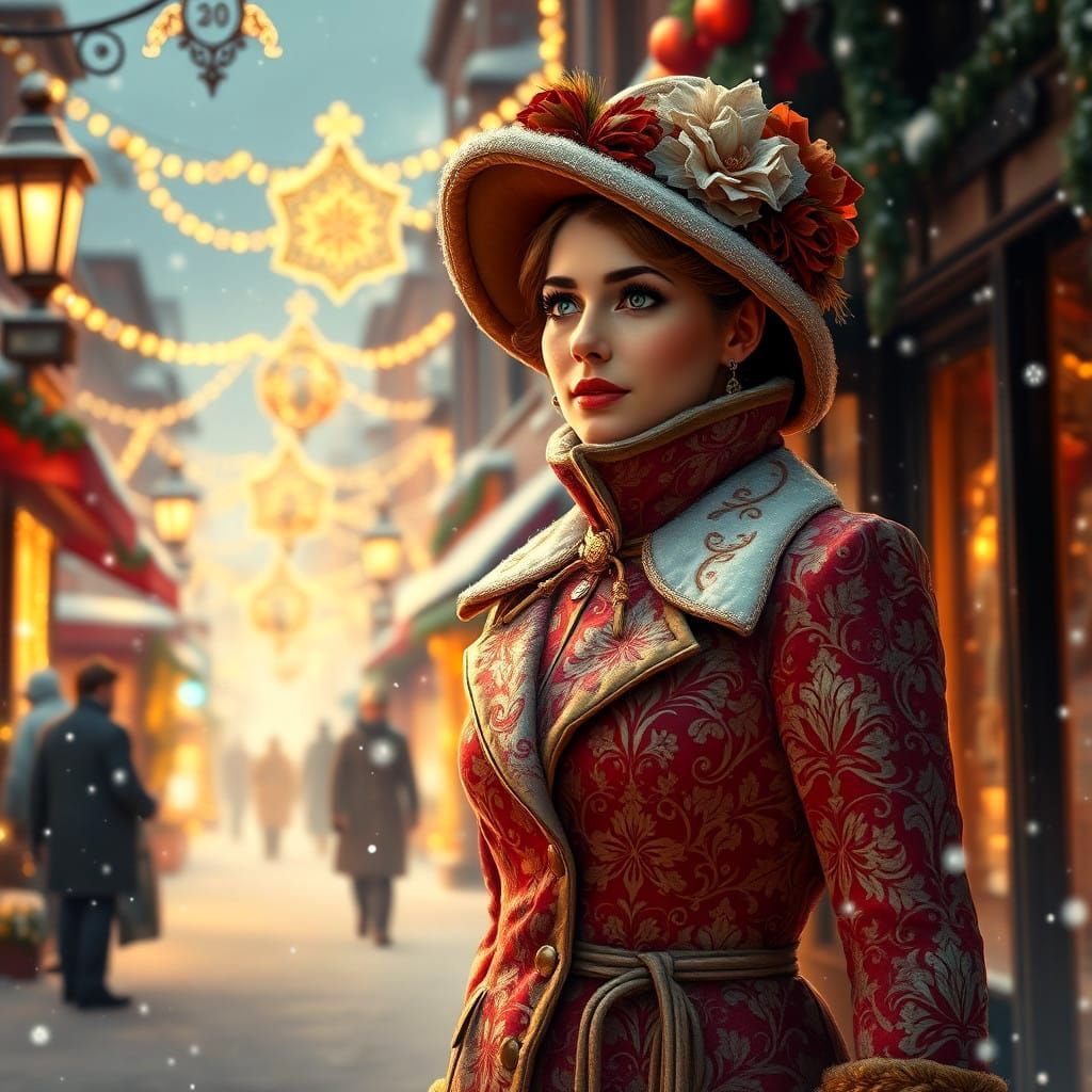 Dazzling Digital Painting of Victorian Lady in Whimsical Win...
