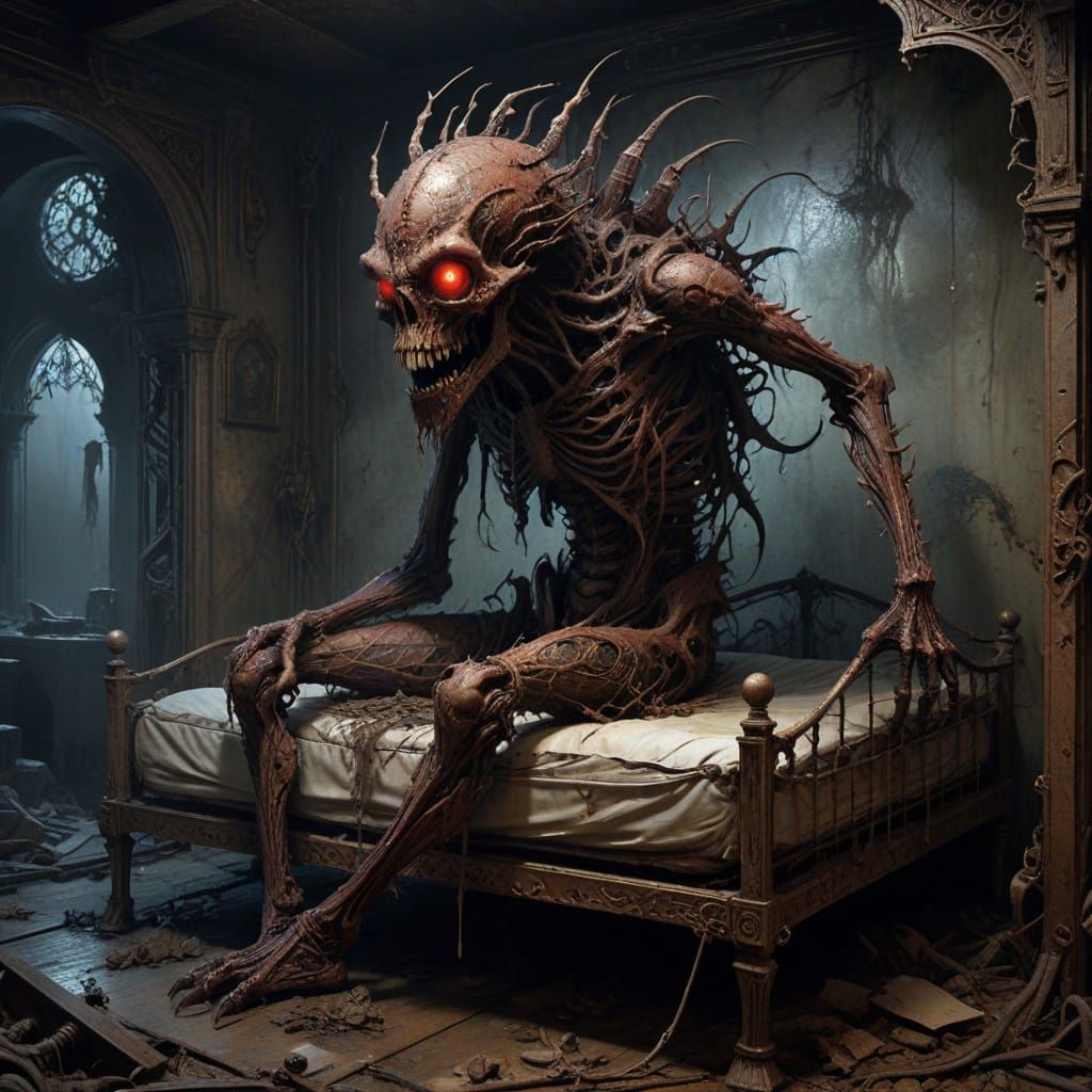 Twisted, Grotesque Creature Emerges from Dystopian Shadows