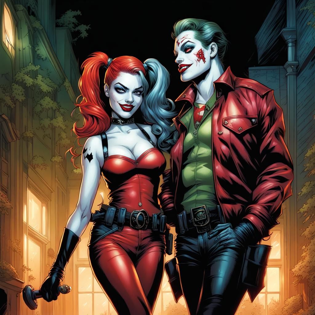 Harley Quinn and Poison Ivy Comic Book Art