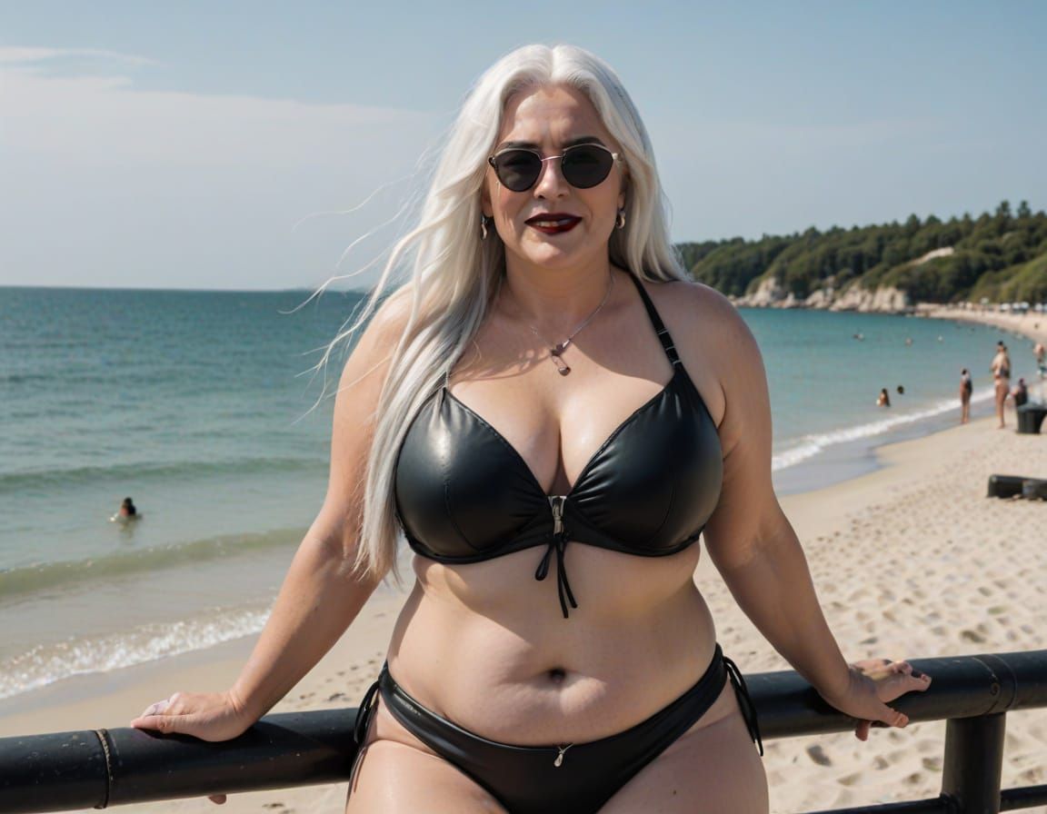Woman with Gothic Makeup on Beach