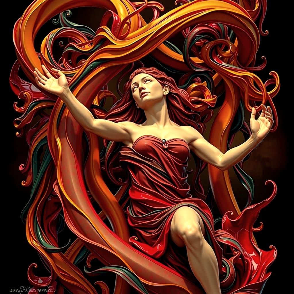 Hyperrealistic Sculpture of Intertwined Figures Dancing