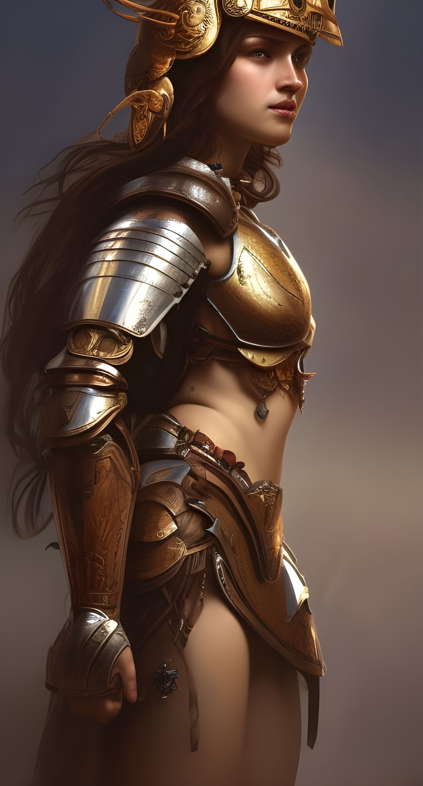 Greek Goddess Warrior Portrait in Hyperdetailed Style