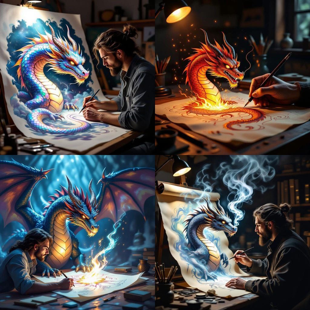 Dragon Emerges From Drawing As Imagination Takes Flight