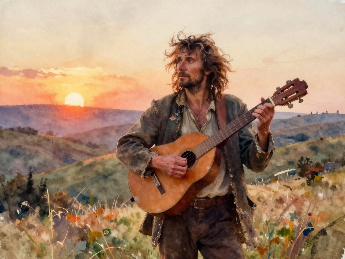 Watercolor Troubadour in Sunset Hills