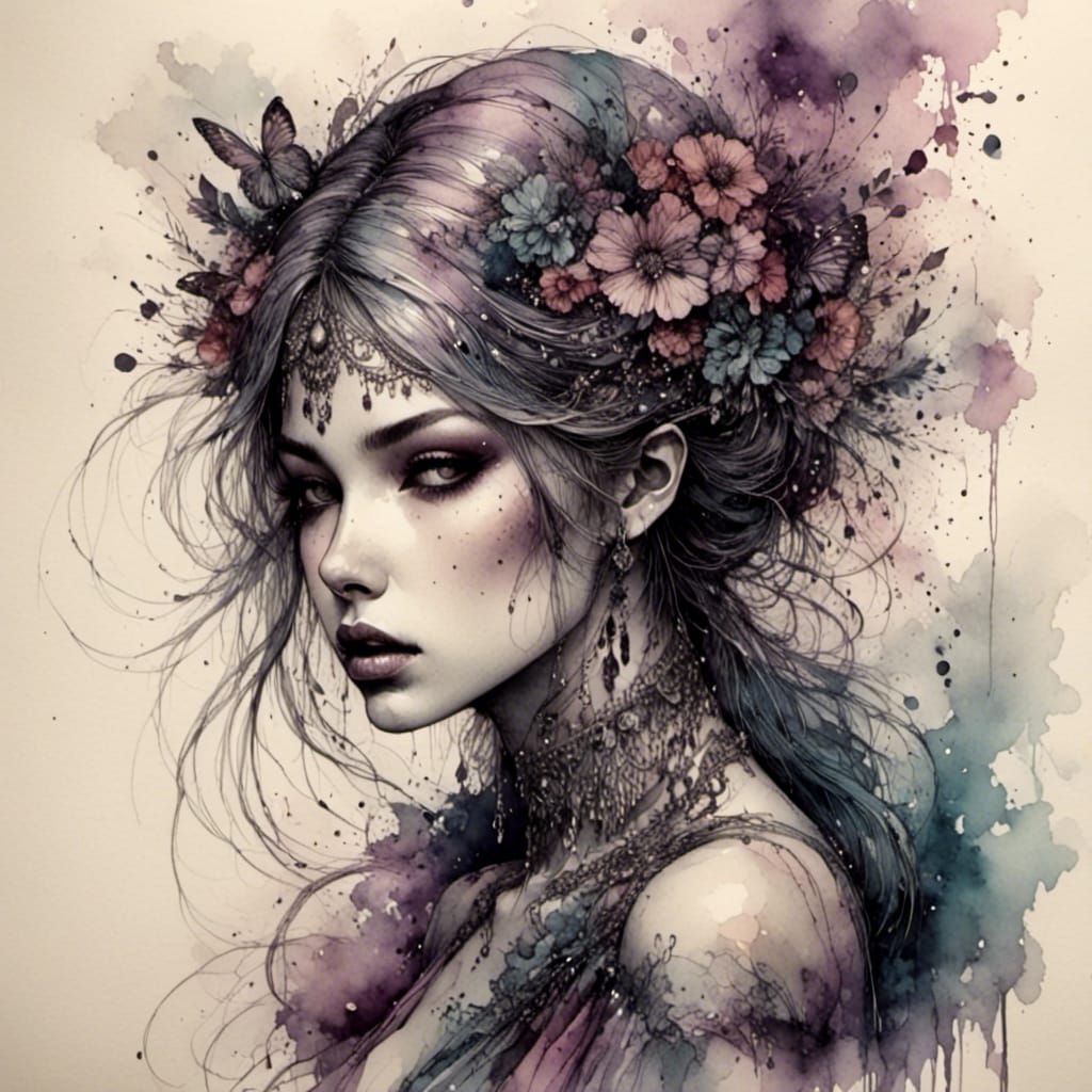 Abstract Moody Inkscape with Vibrant Colors