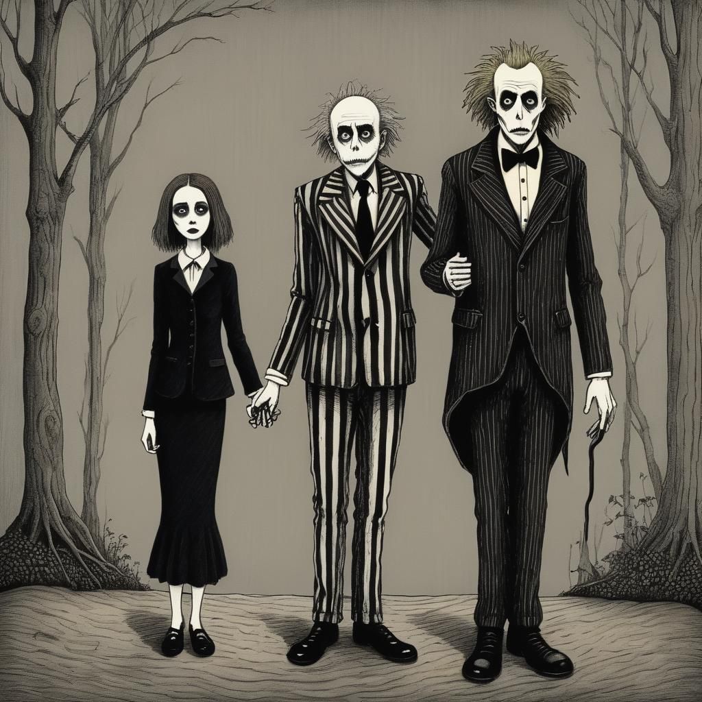Beetlejuice in Edward Gorey Style
