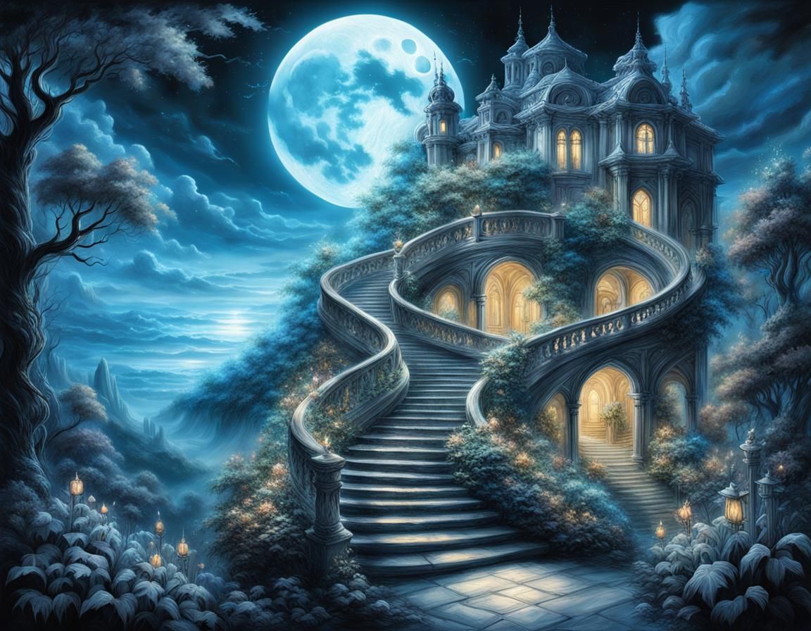 Mystical Stairway to the Moon: Fantasy Art