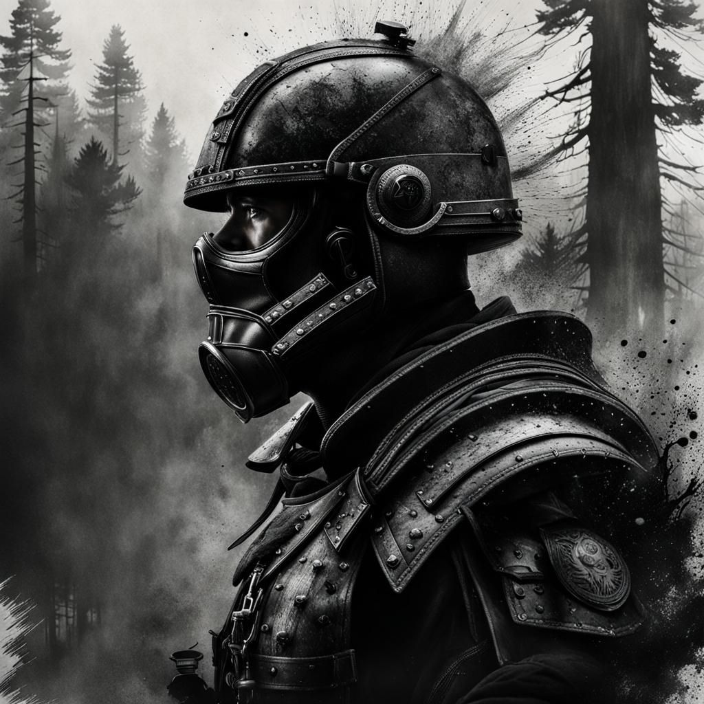 Evocative Double Exposure Art in Ink and Charcoal