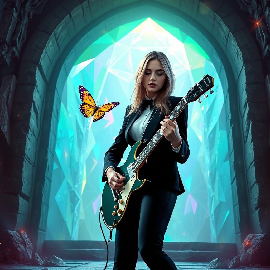 Electric Goddess Stands Before Glowing Portal in Cyberpunk D...